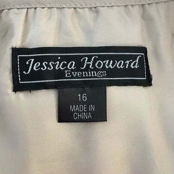 Jessica Howard Evenings‎ Champagne Black Sleeveless Dress Womens Size 16 - Picture 4 of 5